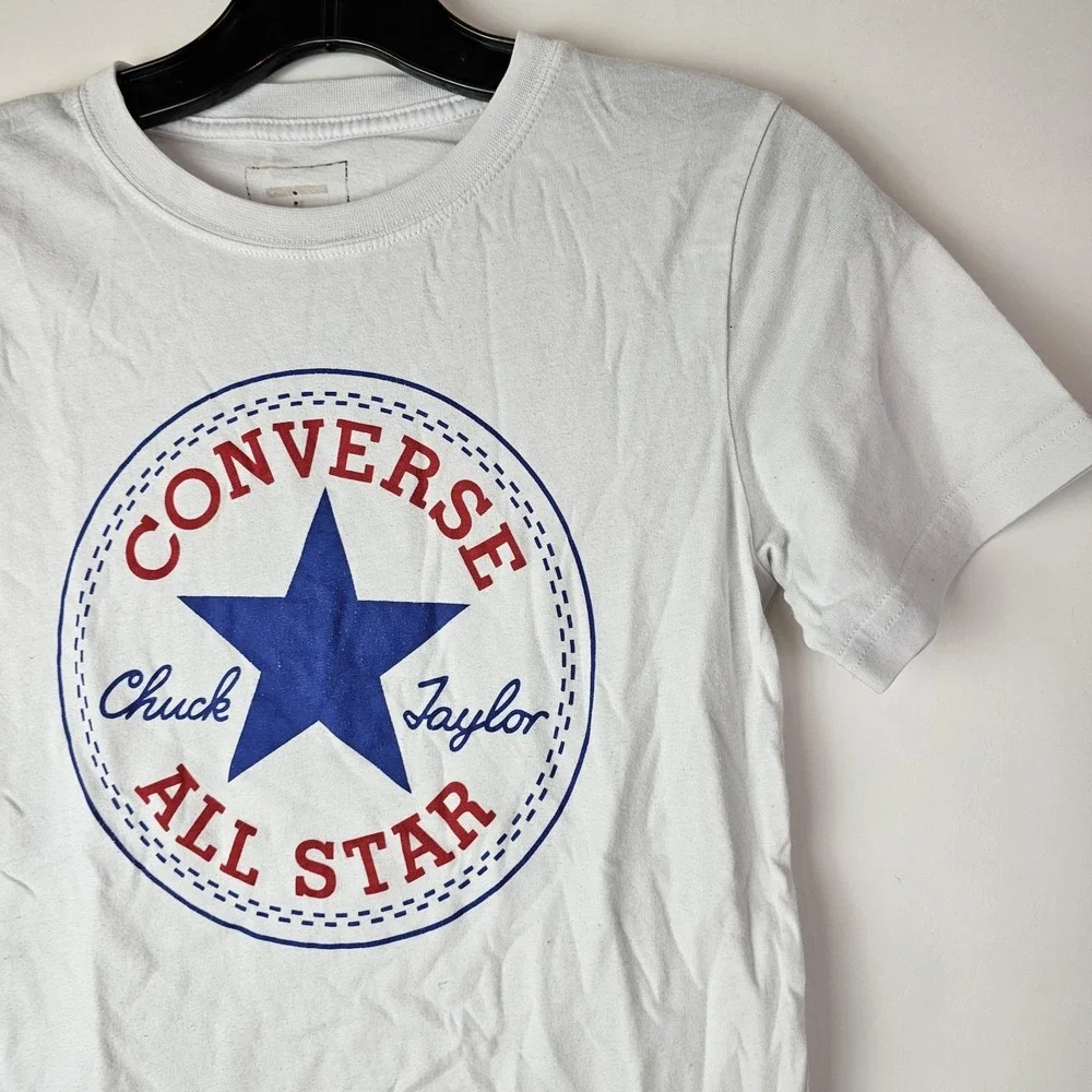 Converse All Star Chuck Taylor Youth Boys T-Shirt M White Cotton SS Basic Active